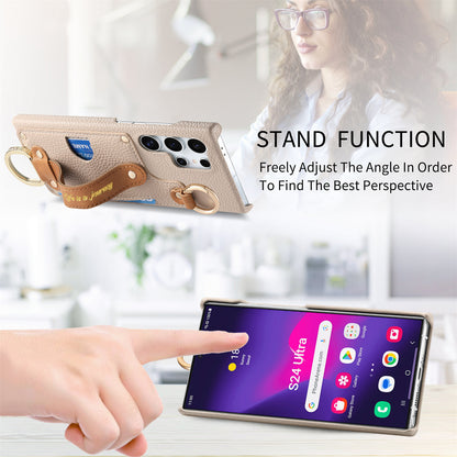 Samsung Ultra series Phone Case with Ring, Lychee Pattern (Exclusive)