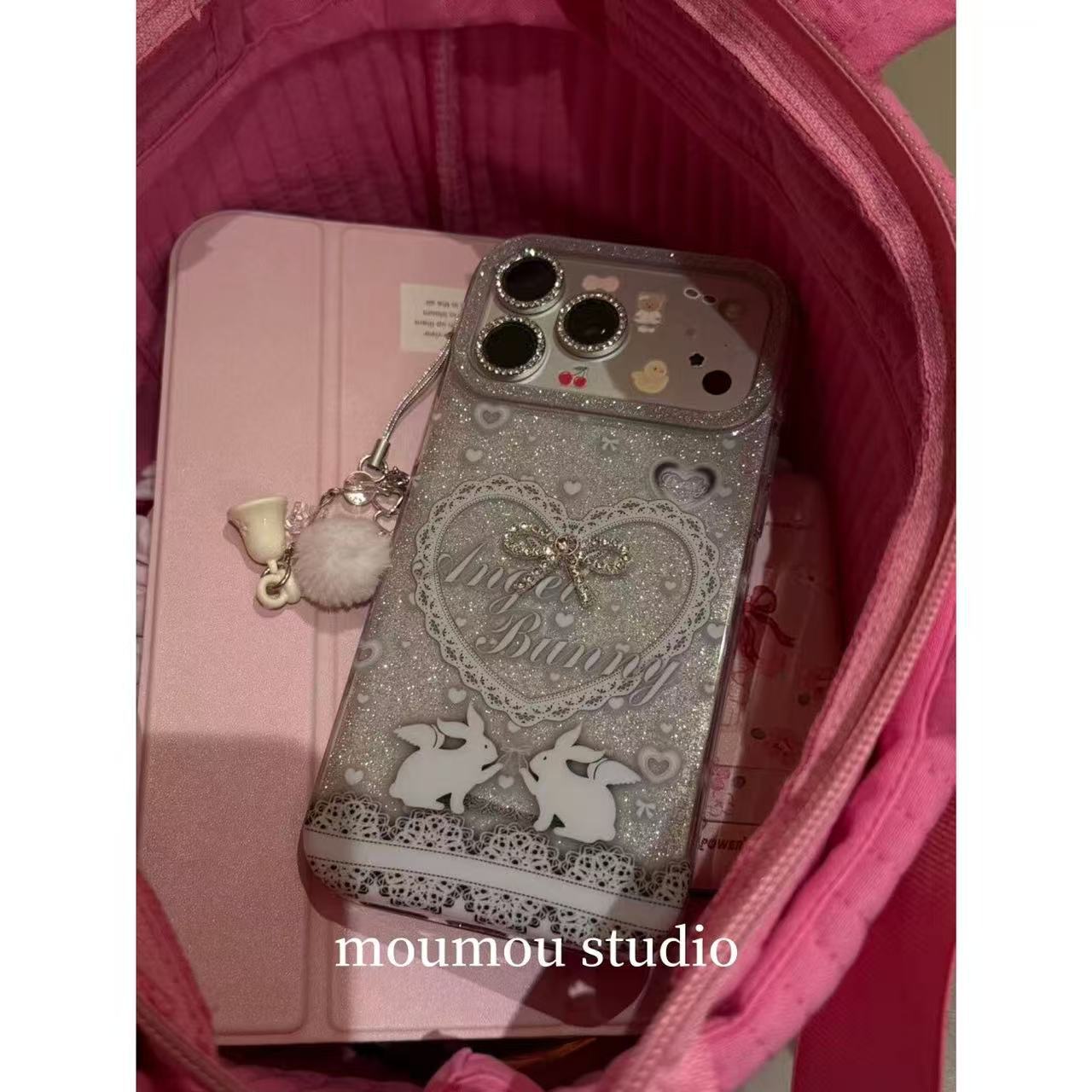 Apple Iphone Ins Korean Style Glitter Heart Bow Case (Exclusive)