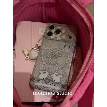 Apple Iphone Ins Korean Style Glitter Heart Bow Case (Exclusive)