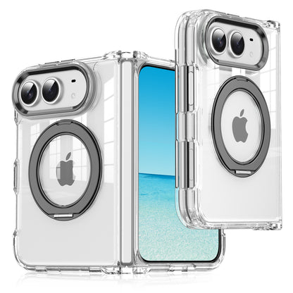 Apple iPhone Ultra Series Fold transparent folding magnetic rotating stand phone acrylic drop-proof protective case(Exclusive)
