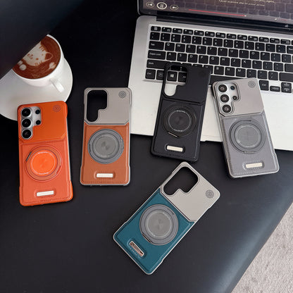 Samsung Ultra Series leather texture Magsafe compatible rotating Case (Exclusive)