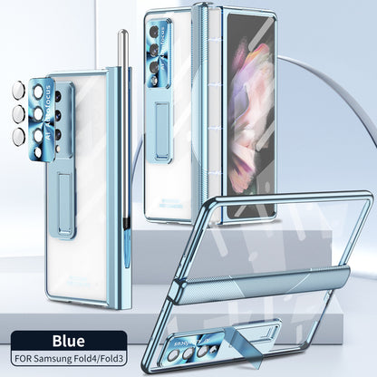 Samsung Fold Series Magnetic Hinge Folding Protective Case W22 Electroplated Lens Film Leather Case Suitable (Exclusive)