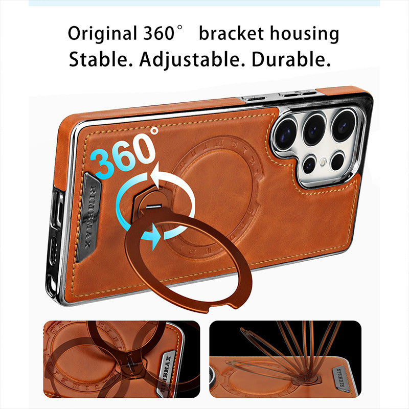 Samsung Ultra series 360-Degree Rotating Magnetic Stand, High-End Leather Texture Case (Exclusive)