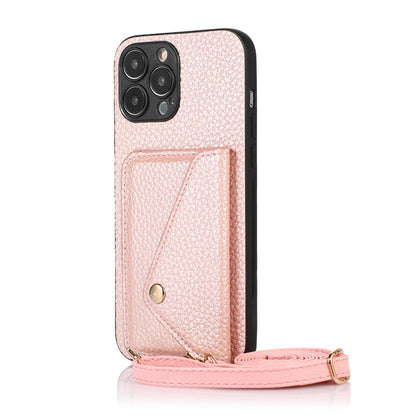 Apple iphone Creative Card-Insert Wallet Leather Case with Lanyard Case (Exclusive)