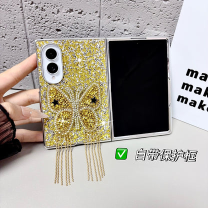Samsung Fold & Flip series electroplated quicksand butterfly diamond folding Case (Exclusive)