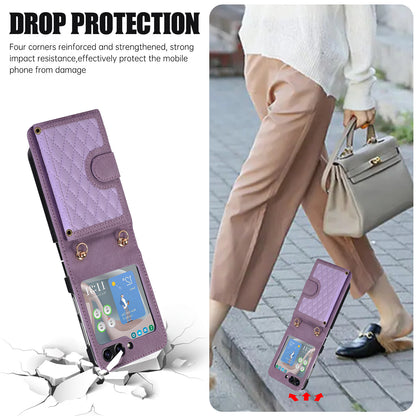 Samsung Flip series Diamond-Shaped Card Holder Korean Crossbody Strap Folding Case (Exclusive)