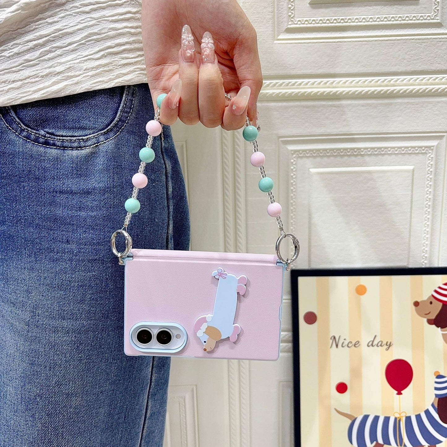 Samsung Fold series cartoon style buckle, central axis, carrying strap, protective Case (Exclusive)