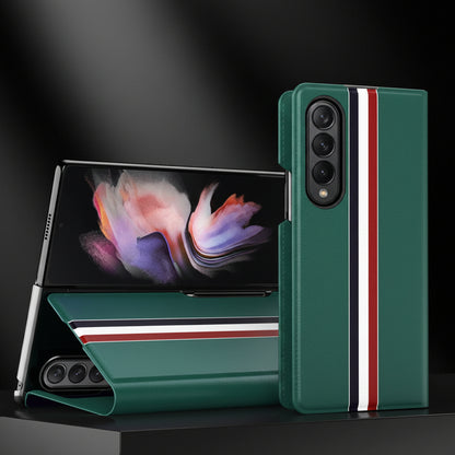Samsung Z fold series covers With Leather Texture and Stand  (Exclusive)