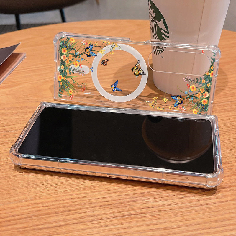 Samsung Fold & Flip Painted European and American Style Anti-Fingerprint Floral Tpu Two-In-One Phone Case (Exclusive)