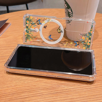 Samsung Fold & Flip Painted European and American Style Anti-Fingerprint Floral Tpu Two-In-One Phone Case (Exclusive)