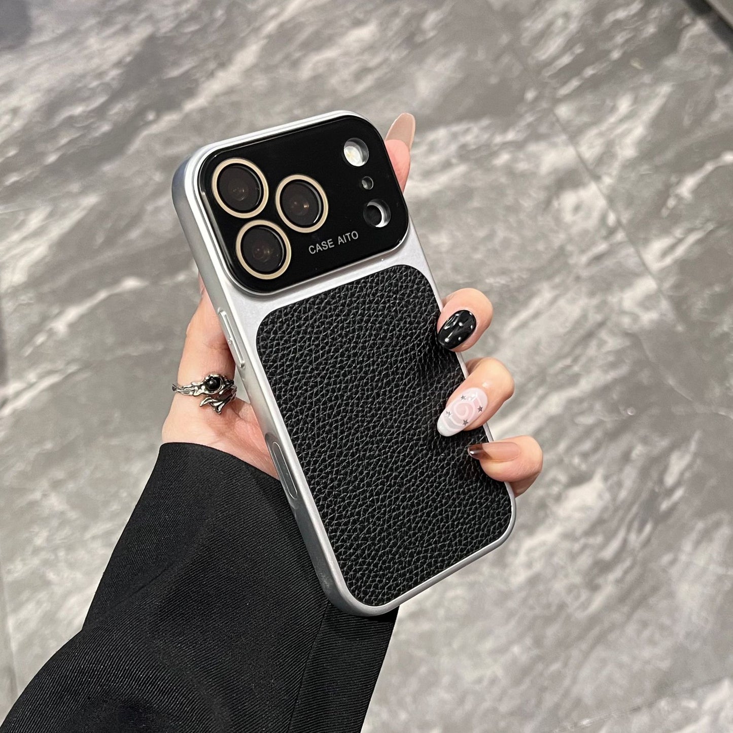 Apple Iphone New Large View Max Lychee Leather Textured Phone case  (Exclusive)