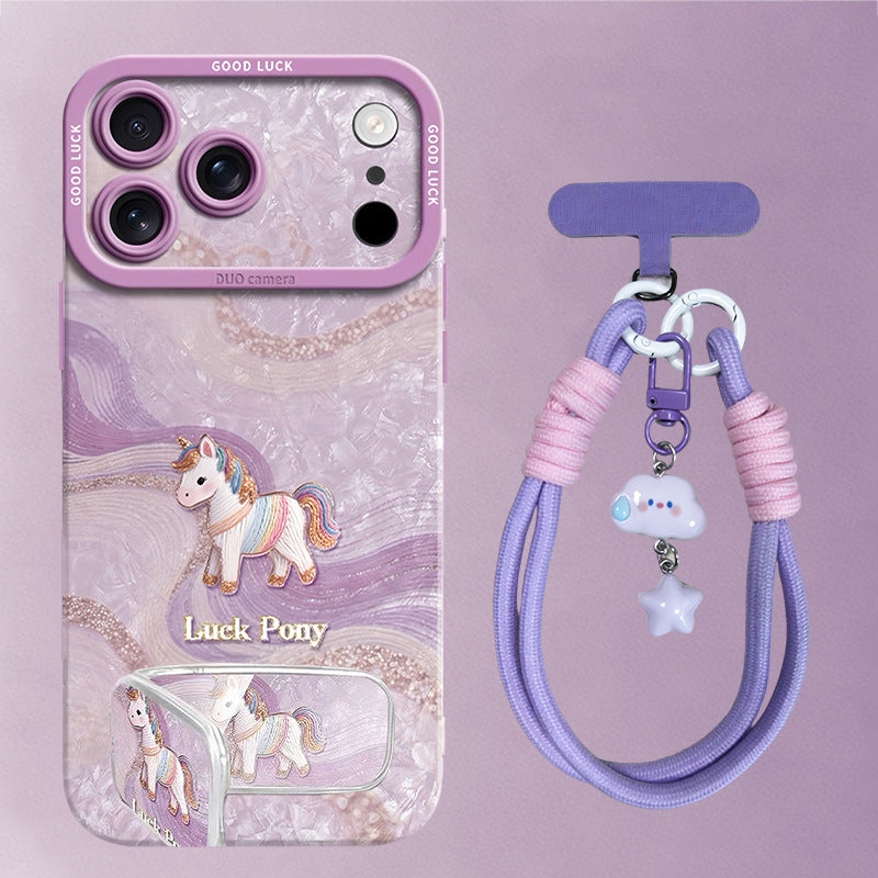 Apple Iphone Horse Silk Pony Case with Mirror Stand and Hand Strap (Exclusive)