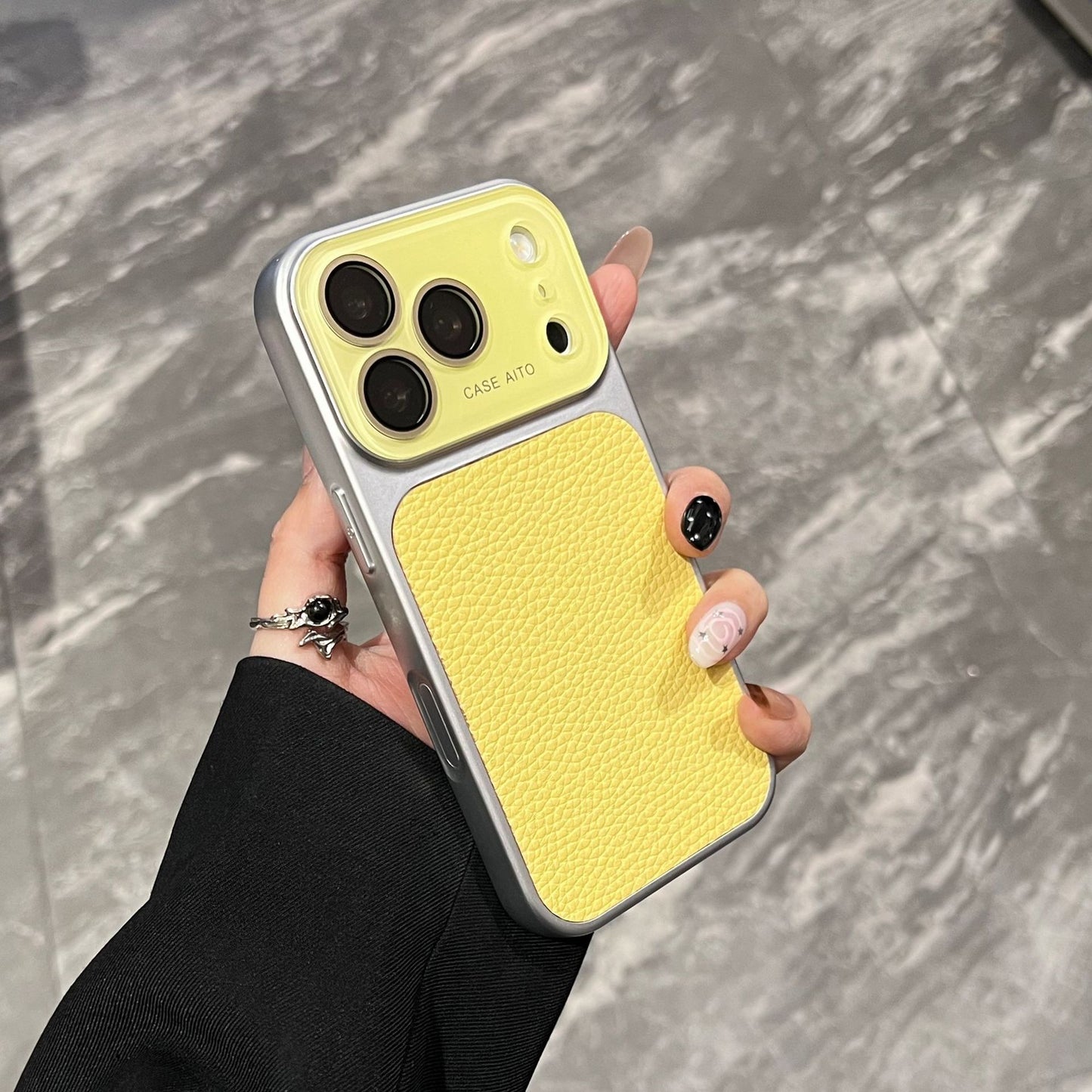 Apple Iphone New Large View Max Lychee Leather Textured Phone case  (Exclusive)