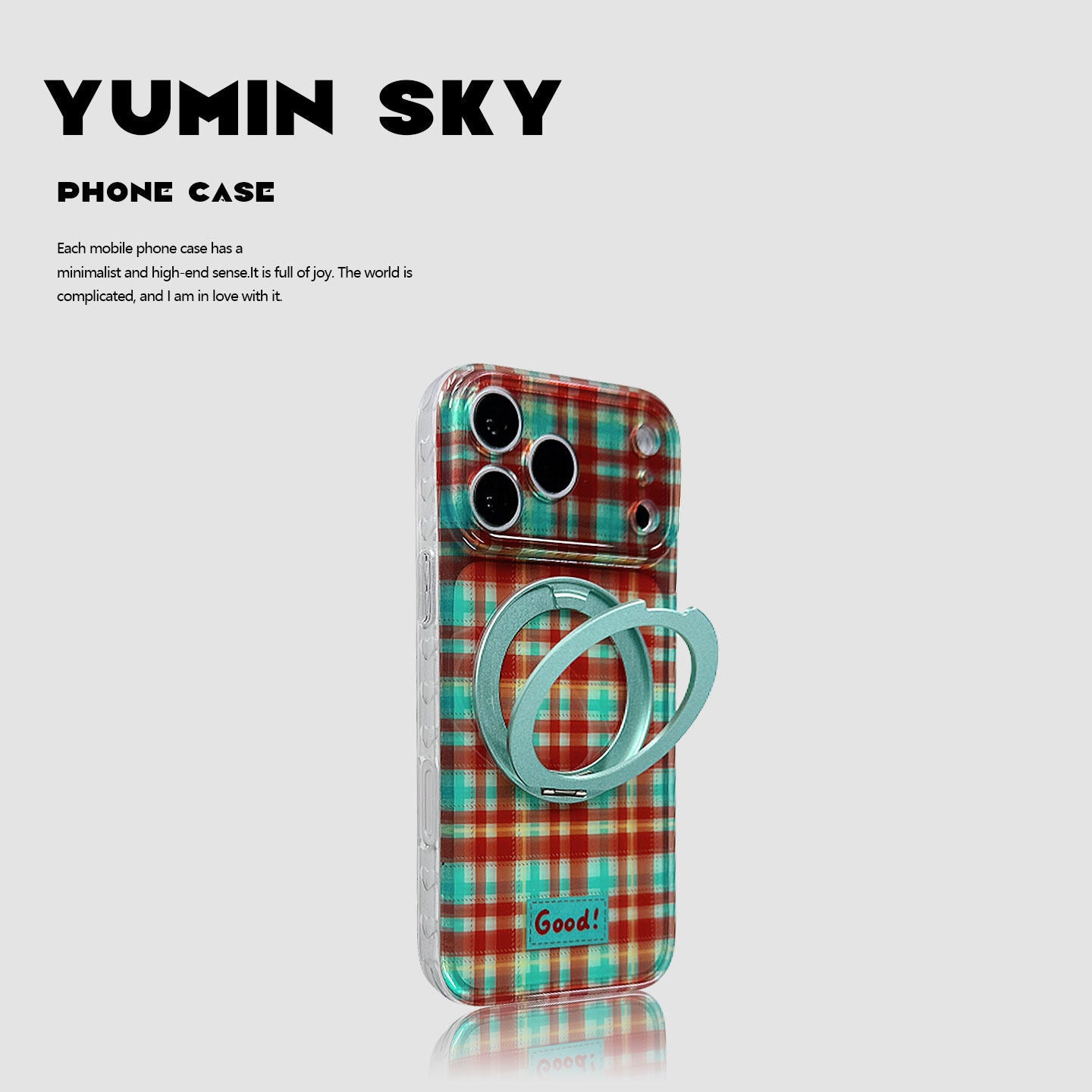 Apple Iphone Colorful Plaid 360-Degree Rotating Stand Case (Exclusive)