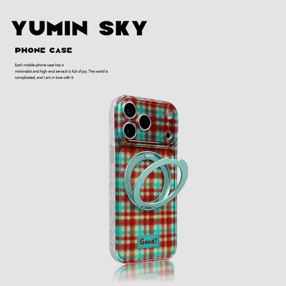 Apple Iphone Colorful Plaid 360-Degree Rotating Stand Case (Exclusive)