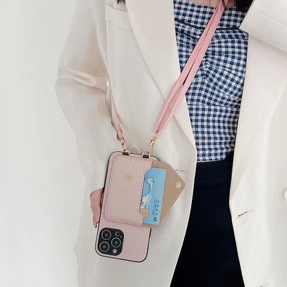 Apple iphone Creative Card-Insert Wallet Leather Case with Lanyard Case (Exclusive)