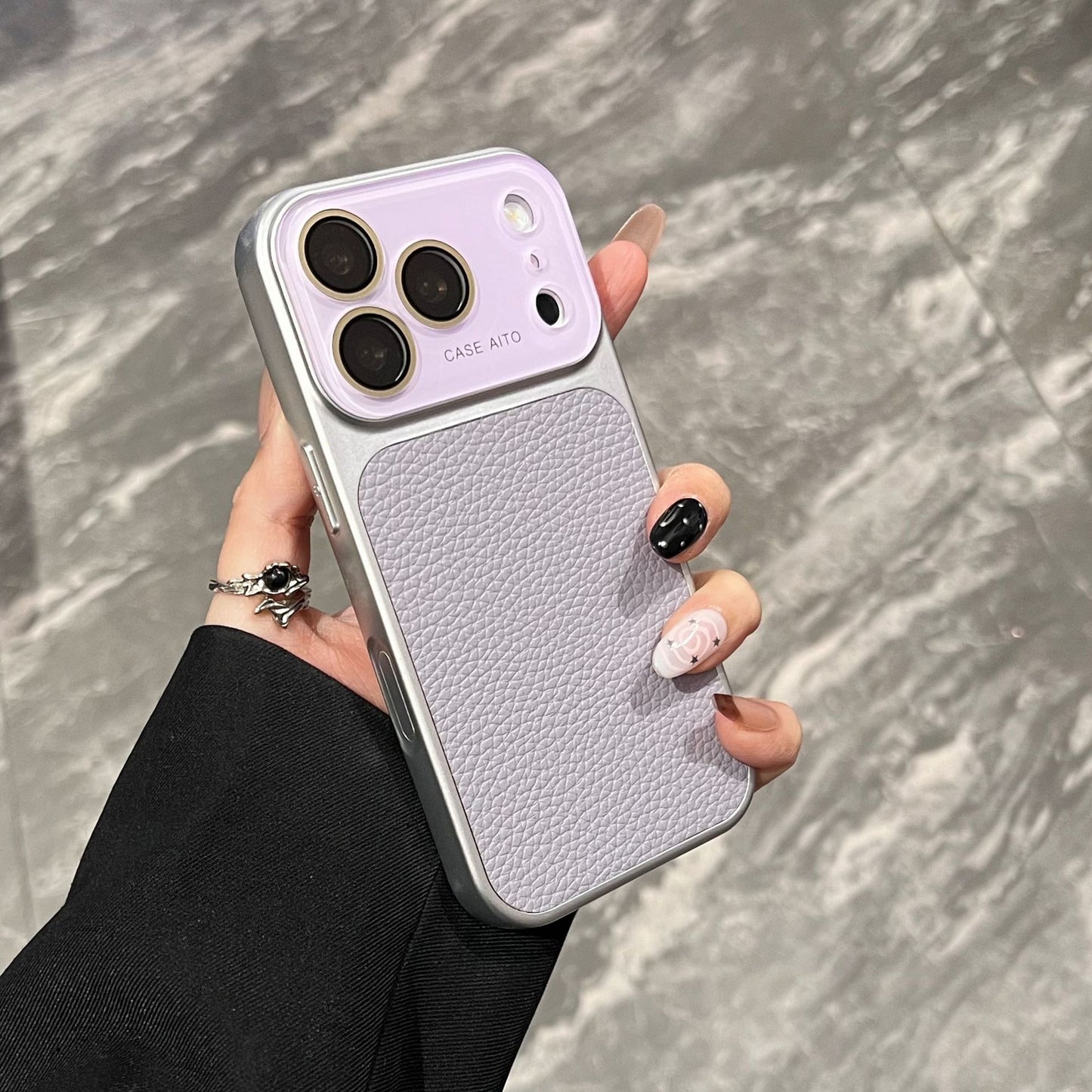 Apple Iphone New Large View Max Lychee Leather Textured Phone case  (Exclusive)