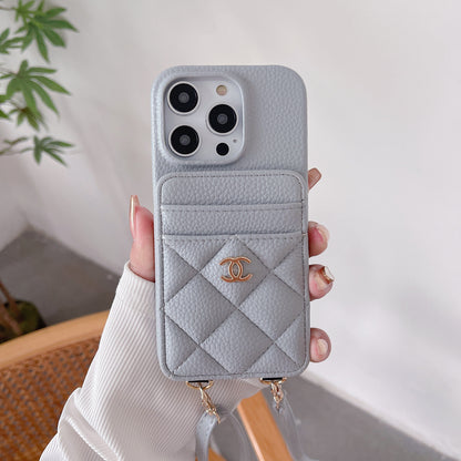 Apple Tweed Style Card Diagonal Leather Halter Case (Exclusive)