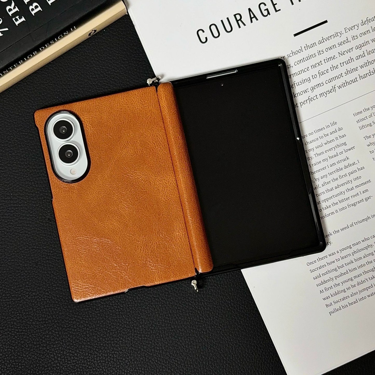 Samsung Fold series wide folding crazy horse phone case (Exclusive)