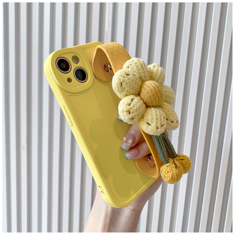 Apple Iphone Lemon yellow flower wristband lanyard Case (Exclusive)