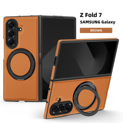Samsung Fold & Flip Series off Stacked Mobile Phone Case Yashi Leather Texture 360 Magnetic Rotating Stand (Exclusive)