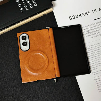 Samsung Fold series wide folding crazy horse phone case (Exclusive)