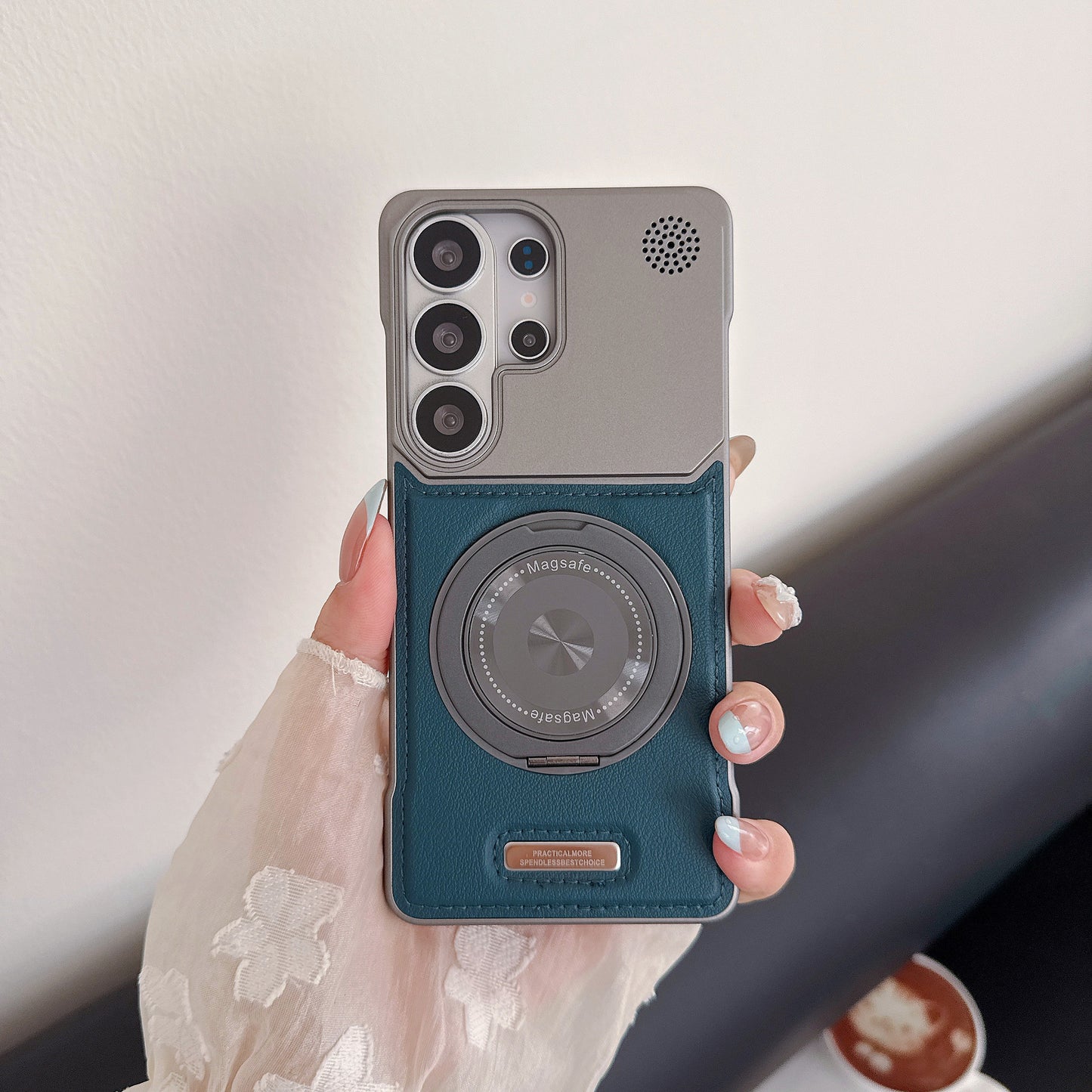 Samsung Ultra Series leather texture Magsafe compatible rotating Case (Exclusive)