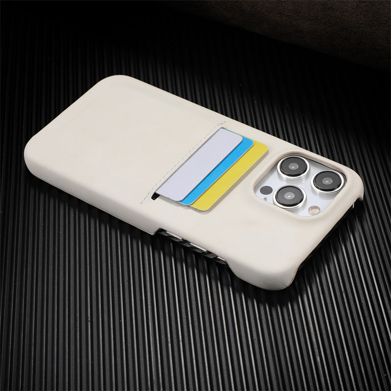 Apple Iphone series Skin-Like Sheepskin Half-Cover Card-Inserting Phone Case, Anti-Drop Protective Case (Exclusive)