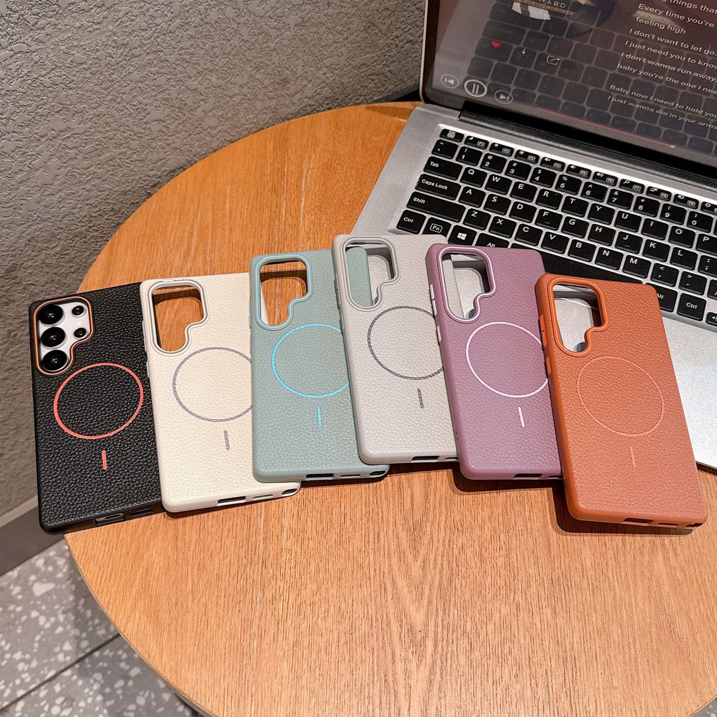 Samsung Ultra series Litchi Pattern Soft Shell Magnetic Case  (Exclusive)