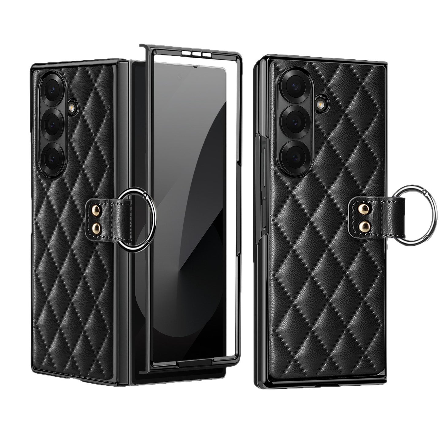 Samsung Fold electroplated ring phone case, Korean style, drop-proof protective case (Exclusive)