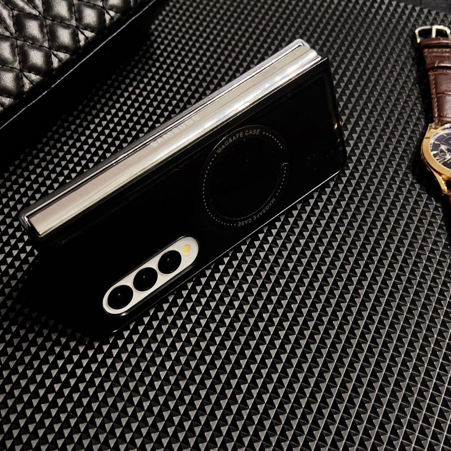 Samsung Fold series business men's retro oil-wax textured leather case (Exclusive)
