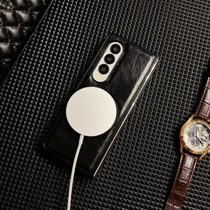 Samsung Fold series business men's retro oil-wax textured leather case (Exclusive)