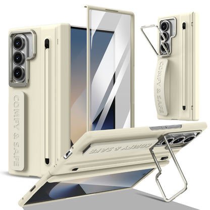 Samsung Z Fold Series Foldable Phone Case with Wrist Strap and Lens Holder, Film Protective Cover(Exclusive)