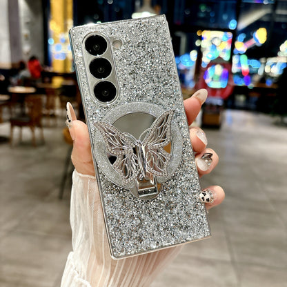 Samsung Fold Electroplated Diamond-Encrusted Butterfly Stand Folding Phone Case (Exclusive)