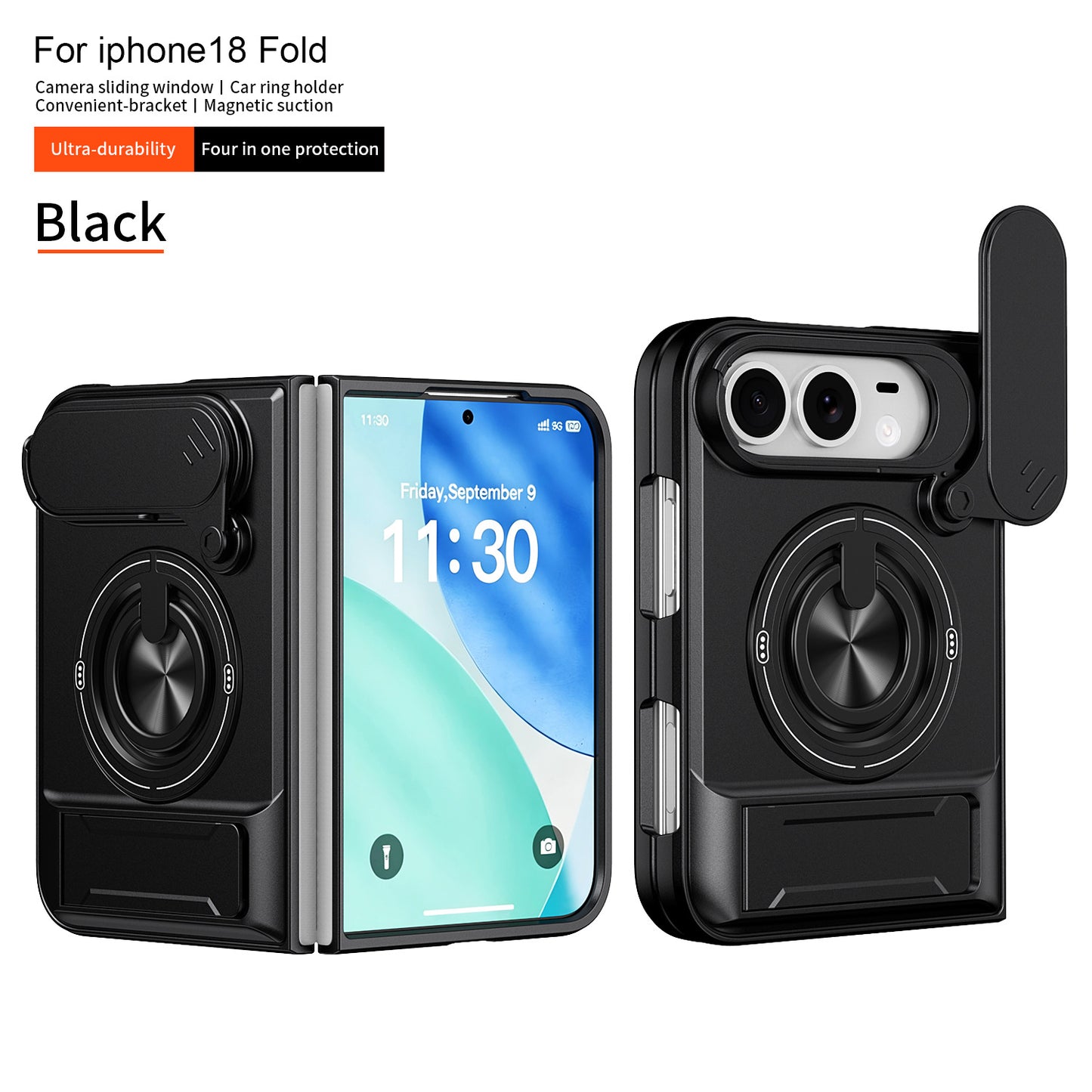 Apple iPhone Ultra Fold Shunjia sliding window Ultra stand, magnetic anti-drop phone case (Exclusive)