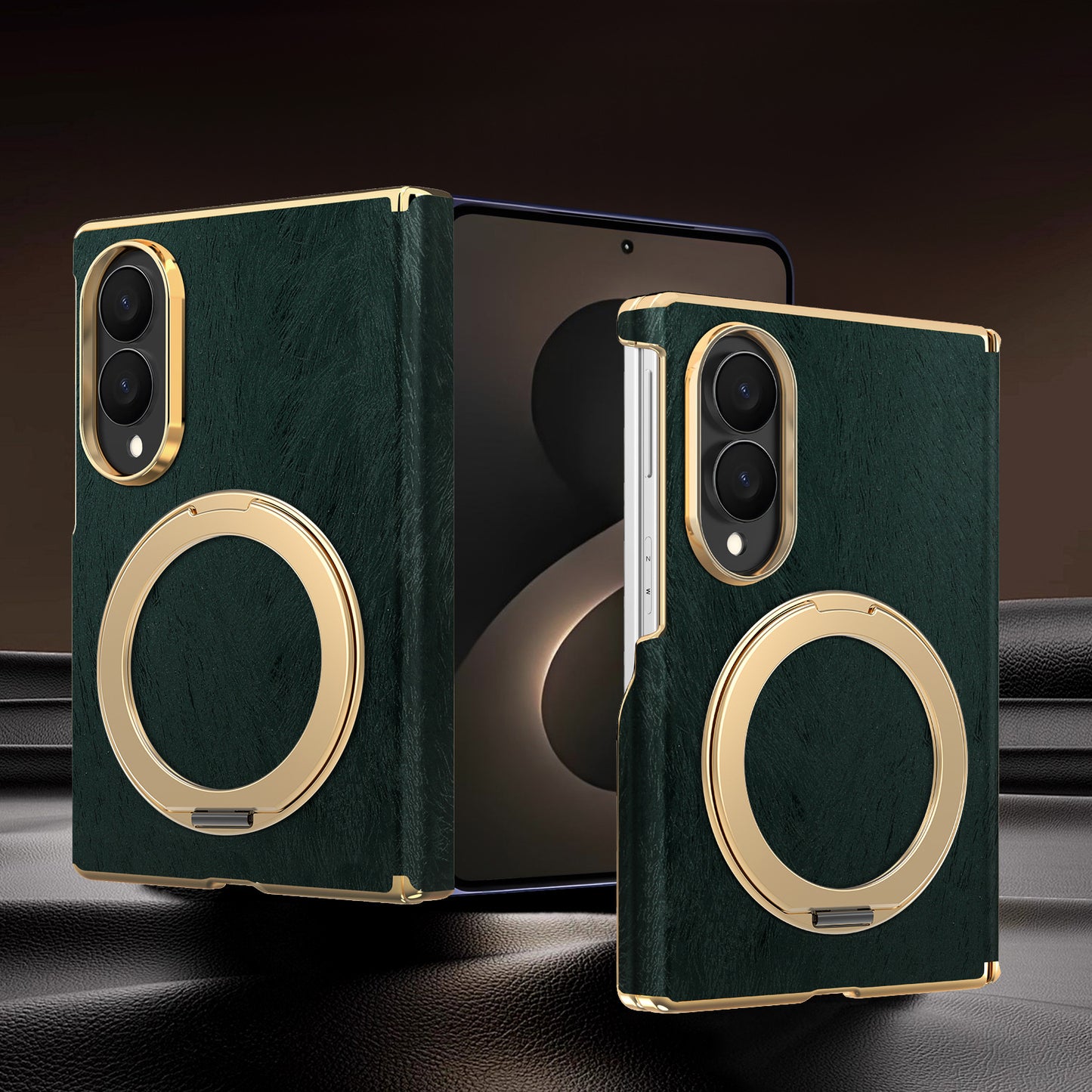Samsung Fold series screen velvet dual-axis phone case, magnetic rotating stand Case (Exclusive)