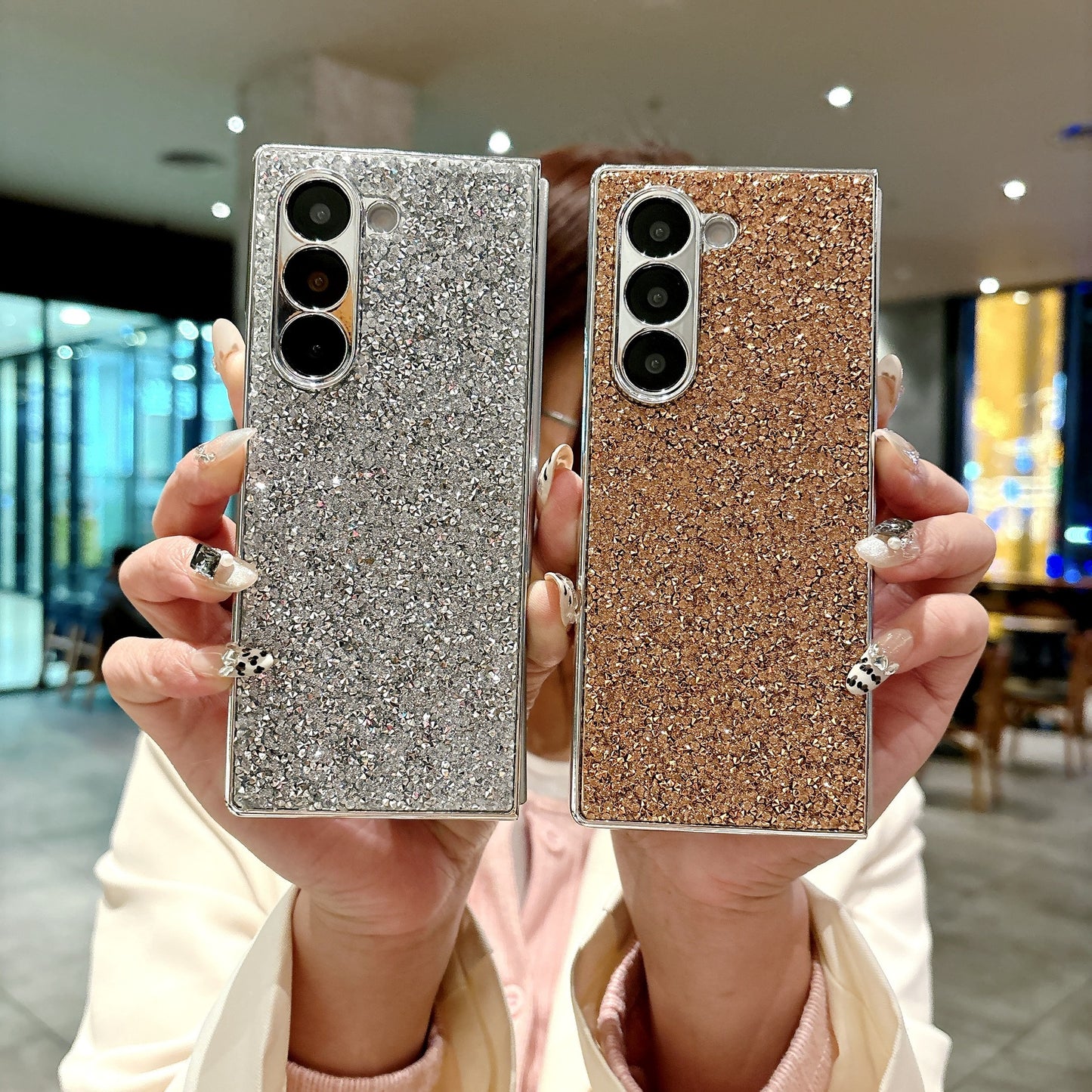 Samsung Fold series Electroplated Sparkling Glitter Large Diamond Folding Case (Exclusive)