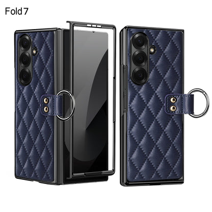 Samsung Fold electroplated ring phone case, Korean style, drop-proof protective case (Exclusive)