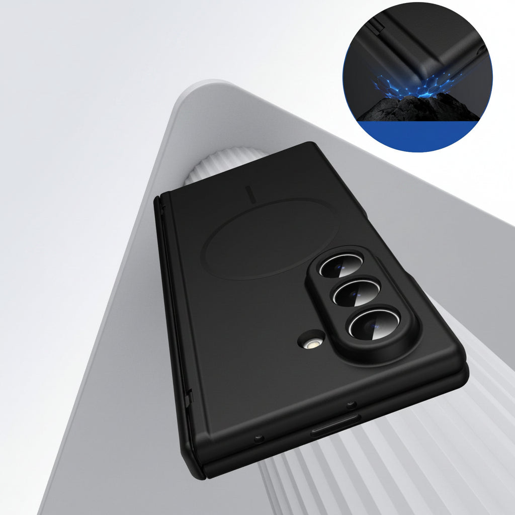 Samsung Z Fold series foldable with a skin-feel, thin magnetic closure and full coverage, including a central axis protective case (Exclusive)