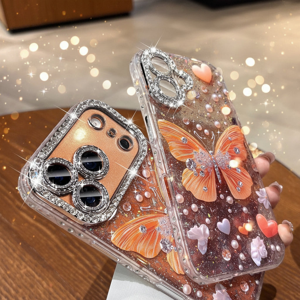 Apple Iphone Rhinestone Butterfly Glitter Lens Case (Exclusive)