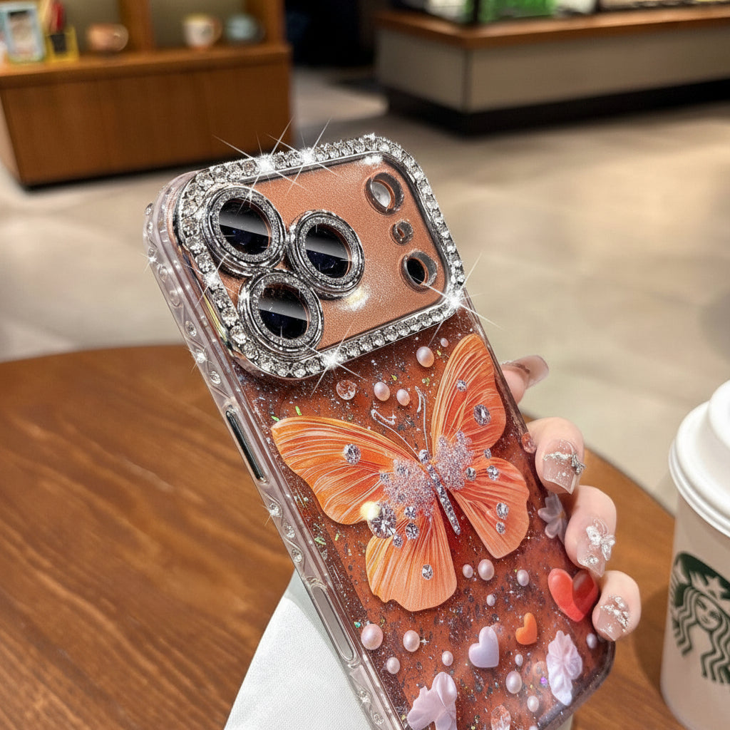 Apple Iphone Rhinestone Butterfly Glitter Lens Case (Exclusive)