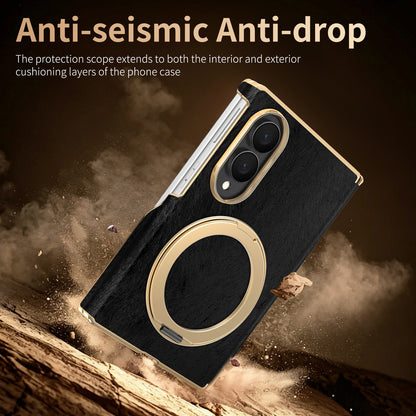 Samsung Fold series screen velvet dual-axis phone case, magnetic rotating stand Case (Exclusive)