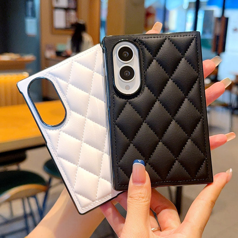 Samsung Fold premium leather stylish Chanel-style women's case (Exclusive)