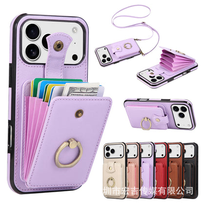 Apple iPhone Ring Buckle Accordion Crossbody Lanyard Card Holder Case (Exclusive)