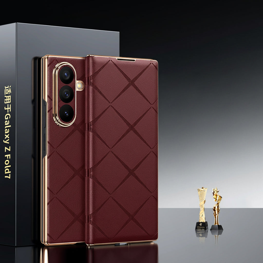 Samsung Fold Series Magnetic Flip Starburst Electroplated Gold Edge Fine Hole Protective Case (Exclusive)