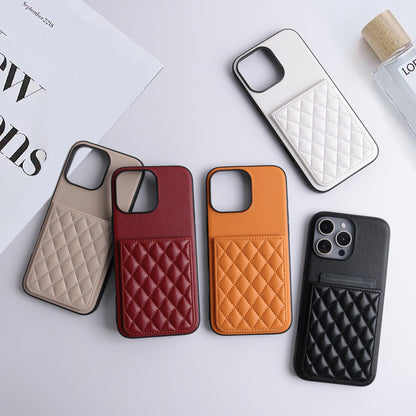 Apple Iphone Lambskin Pu Leather Diamond-Patterned Card Holder Case (Exclusive)