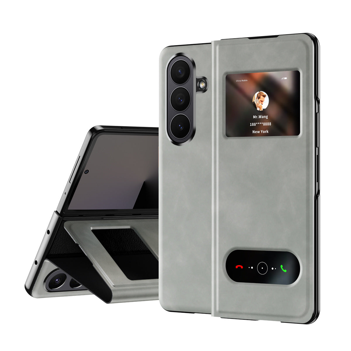 Samsung Fold Series Dual-Window Luxury Nappa Texture Magnetic Protective Case (Exclusive)