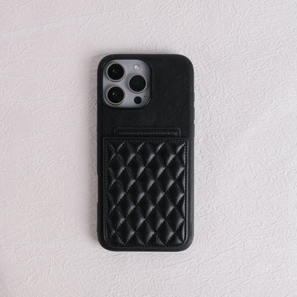 Apple Iphone Lambskin Pu Leather Diamond-Patterned Card Holder Case (Exclusive)