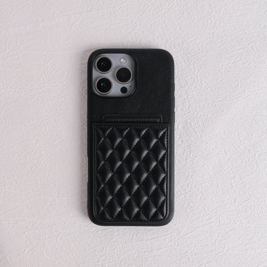 Apple Iphone Lambskin Pu Leather Diamond-Patterned Card Holder Case (Exclusive)