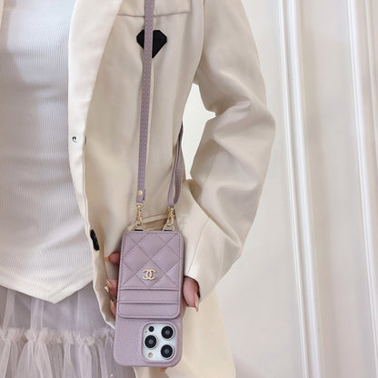 Apple Tweed Style Card Diagonal Leather Halter Case (Exclusive)